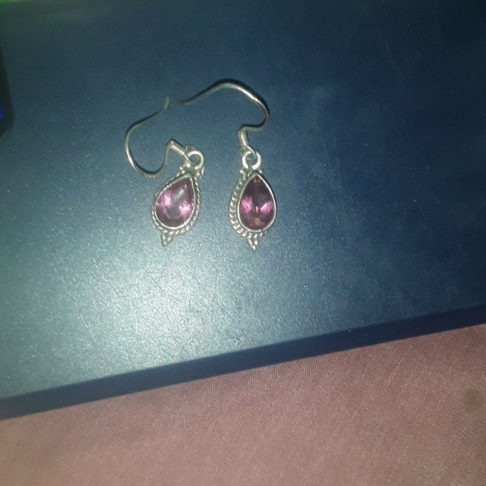 Pink and silver earrings